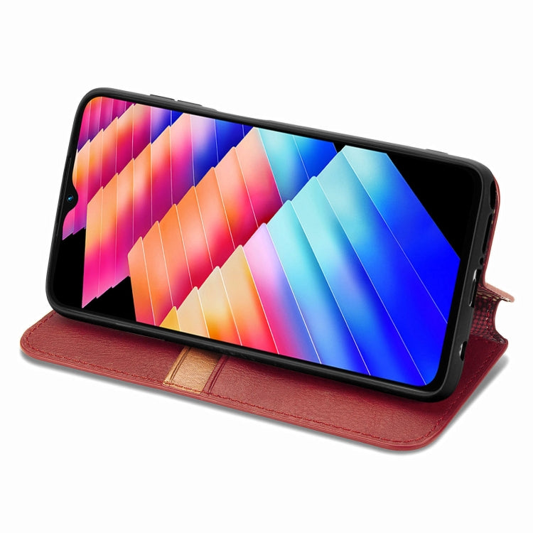 For Infinix Hot 30i Cubic Grid Pressed Magnetic Leather Phone Case