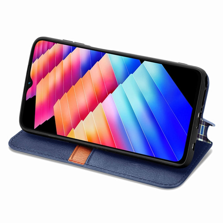 For Infinix Hot 30i Cubic Grid Pressed Magnetic Leather Phone Case