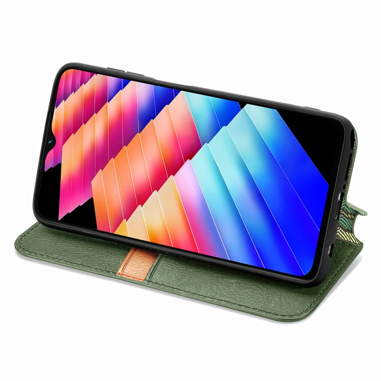 For Infinix Hot 30i Cubic Grid Pressed Magnetic Leather Phone Case
