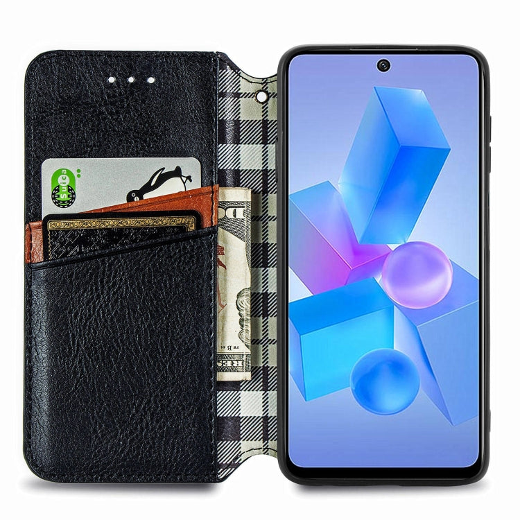 For Infinix Hot 40 4G Cubic Grid Pressed Magnetic Leather Phone Case