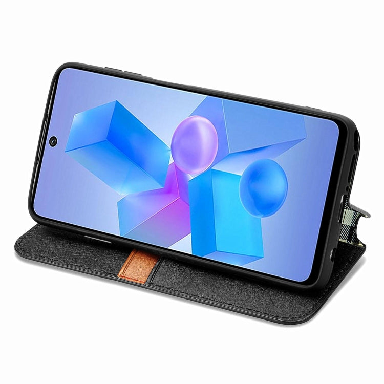 For Infinix Hot 40 4G Cubic Grid Pressed Magnetic Leather Phone Case