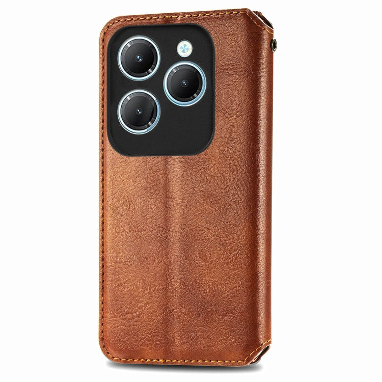 For Infinix Hot 40 4G Cubic Grid Pressed Magnetic Leather Phone Case