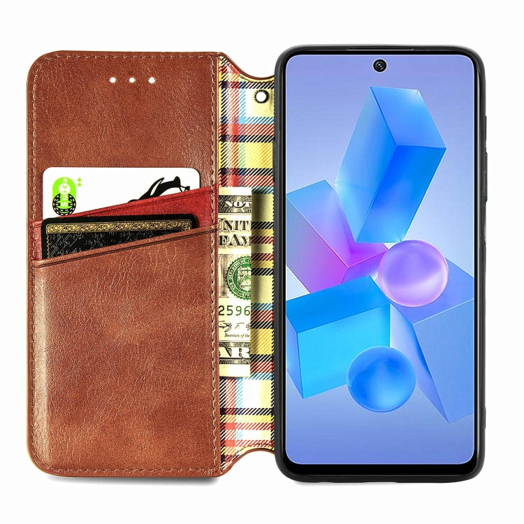 For Infinix Hot 40 4G Cubic Grid Pressed Magnetic Leather Phone Case