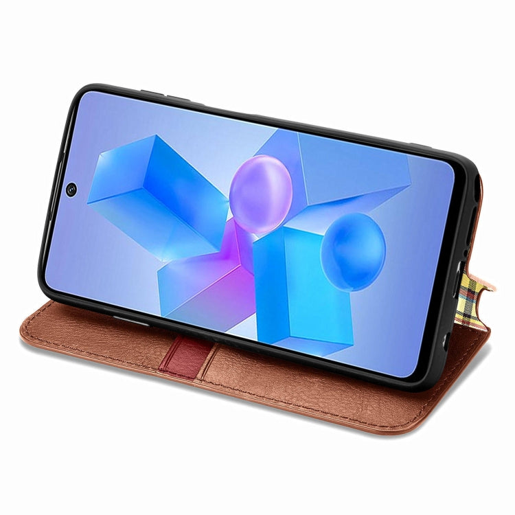 For Infinix Hot 40 4G Cubic Grid Pressed Magnetic Leather Phone Case