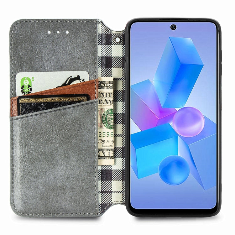 For Infinix Hot 40 4G Cubic Grid Pressed Magnetic Leather Phone Case