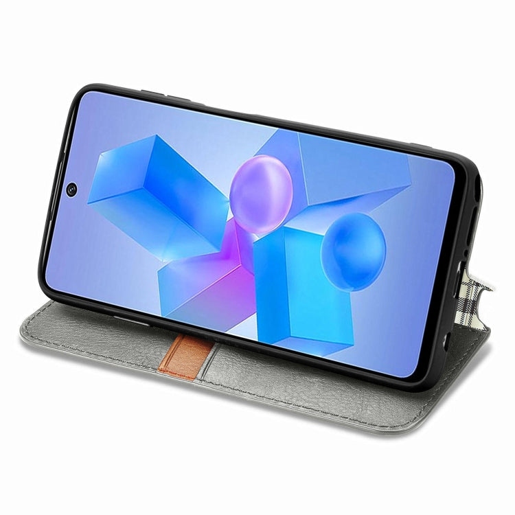For Infinix Hot 40 4G Cubic Grid Pressed Magnetic Leather Phone Case