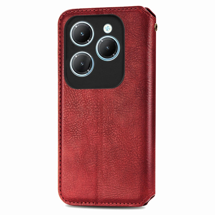 For Infinix Hot 40 4G Cubic Grid Pressed Magnetic Leather Phone Case