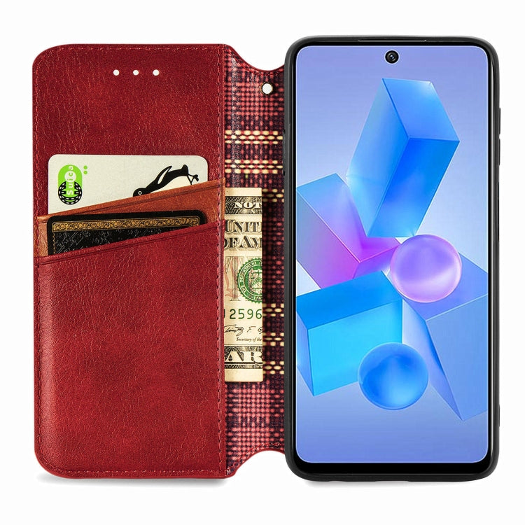 For Infinix Hot 40 4G Cubic Grid Pressed Magnetic Leather Phone Case