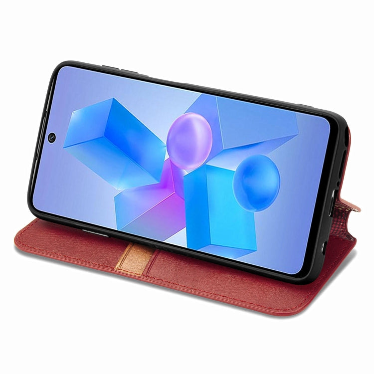 For Infinix Hot 40 4G Cubic Grid Pressed Magnetic Leather Phone Case