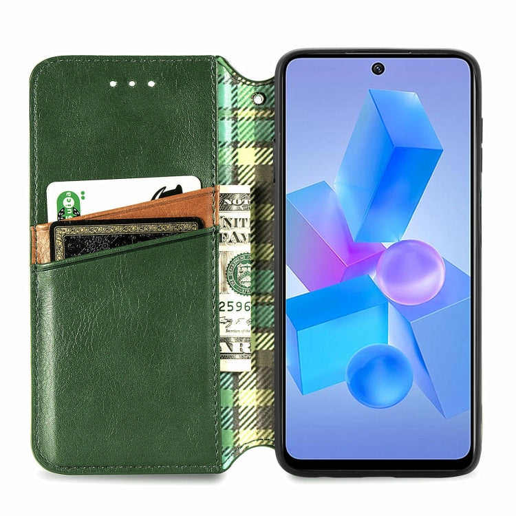 For Infinix Hot 40 4G Cubic Grid Pressed Magnetic Leather Phone Case