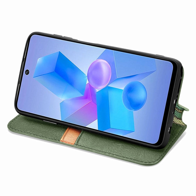 For Infinix Hot 40 4G Cubic Grid Pressed Magnetic Leather Phone Case