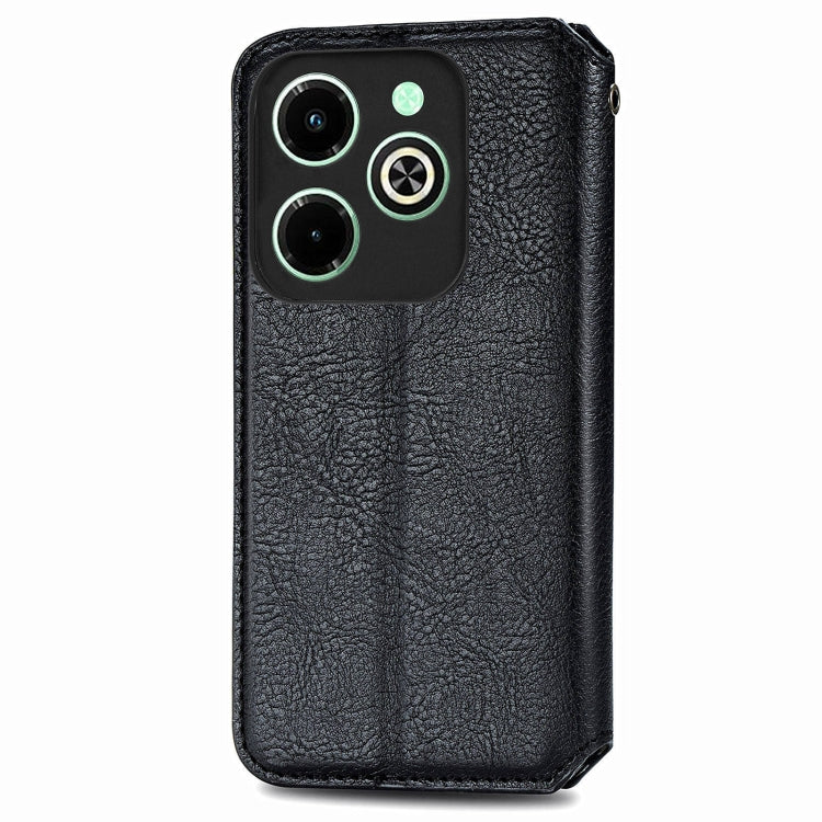 For Infinix Hot 40i Cubic Grid Pressed Magnetic Leather Phone Case