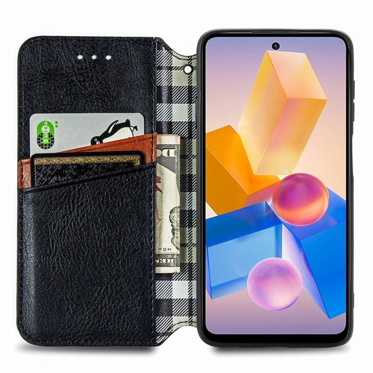 For Infinix Hot 40i Cubic Grid Pressed Magnetic Leather Phone Case