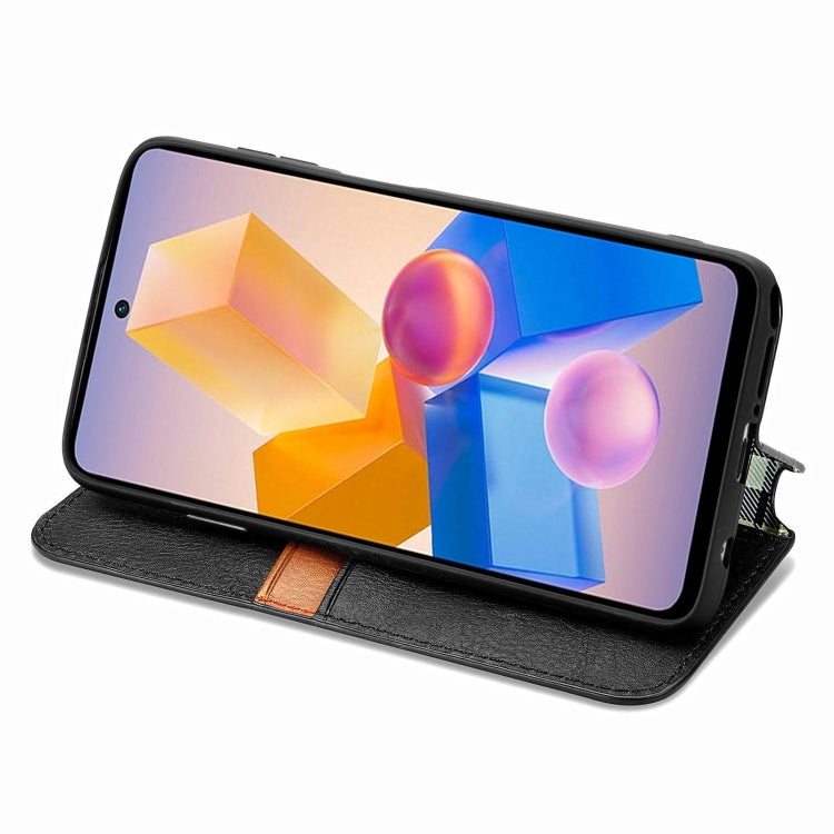 For Infinix Hot 40i Cubic Grid Pressed Magnetic Leather Phone Case