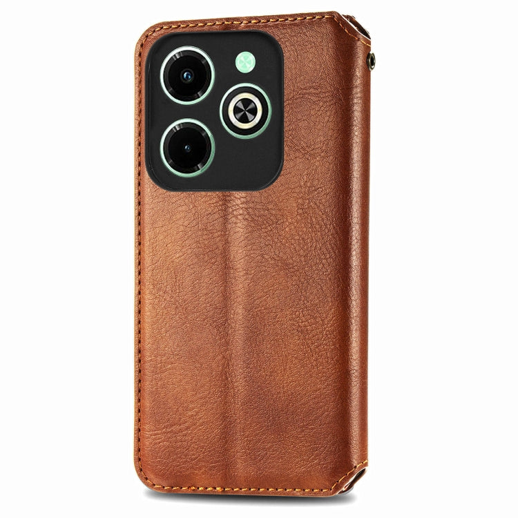 For Infinix Hot 40i Cubic Grid Pressed Magnetic Leather Phone Case