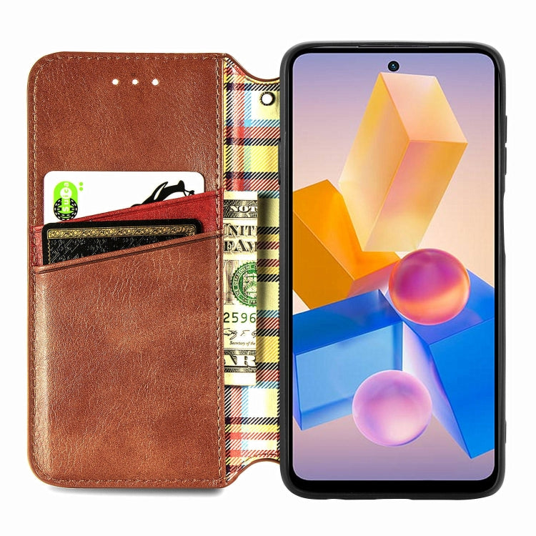 For Infinix Hot 40i Cubic Grid Pressed Magnetic Leather Phone Case
