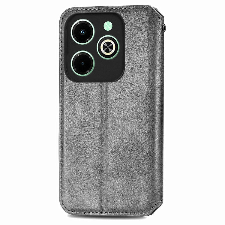 For Infinix Hot 40i Cubic Grid Pressed Magnetic Leather Phone Case