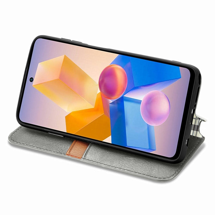 For Infinix Hot 40i Cubic Grid Pressed Magnetic Leather Phone Case