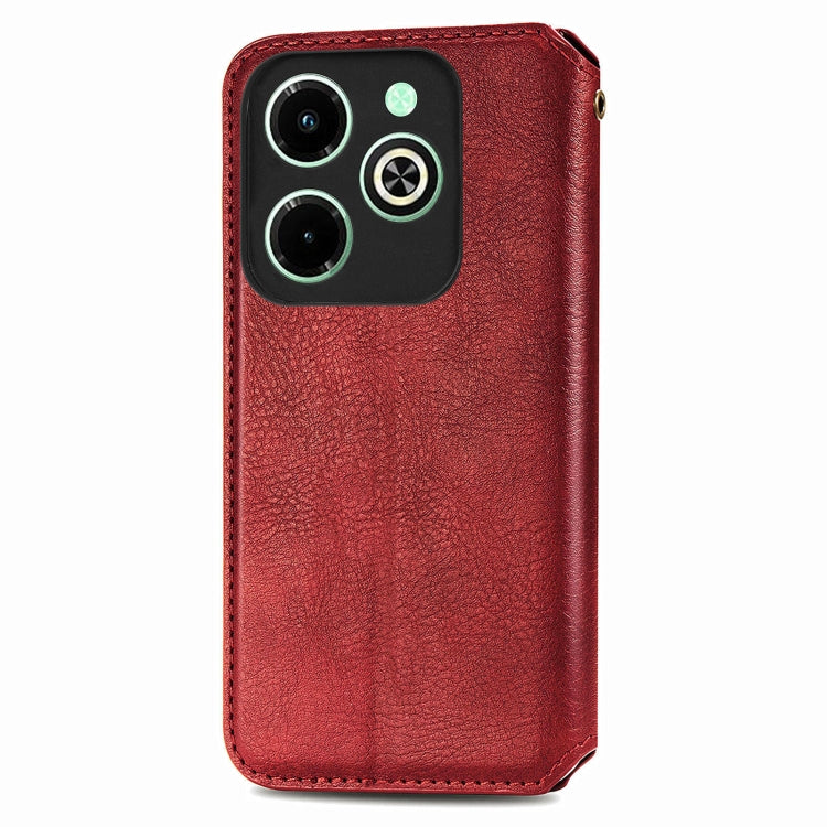 For Infinix Hot 40i Cubic Grid Pressed Magnetic Leather Phone Case
