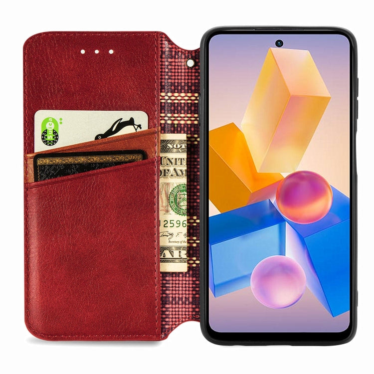 For Infinix Hot 40i Cubic Grid Pressed Magnetic Leather Phone Case