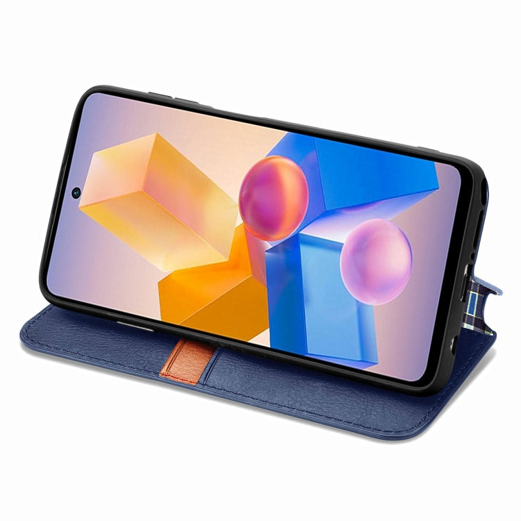 For Infinix Hot 40i Cubic Grid Pressed Magnetic Leather Phone Case