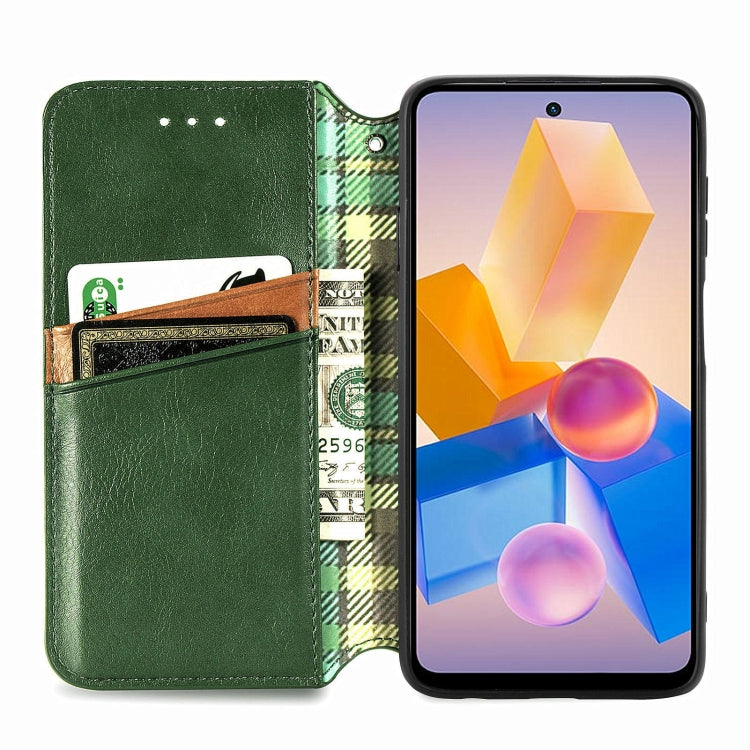 For Infinix Hot 40i Cubic Grid Pressed Magnetic Leather Phone Case