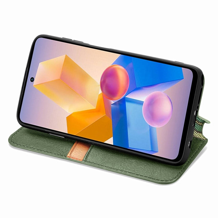 For Infinix Hot 40i Cubic Grid Pressed Magnetic Leather Phone Case