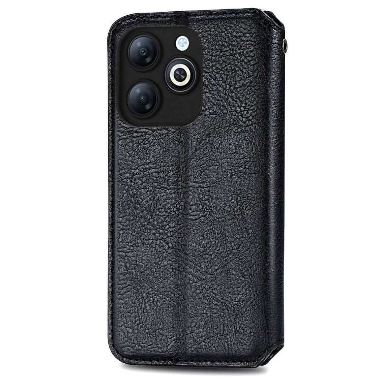 For Infinix Smart 8 Cubic Grid Pressed Magnetic Leather Phone Case