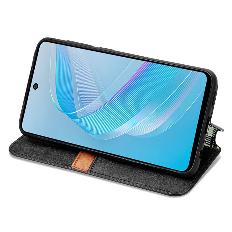 For Infinix Smart 8 Cubic Grid Pressed Magnetic Leather Phone Case