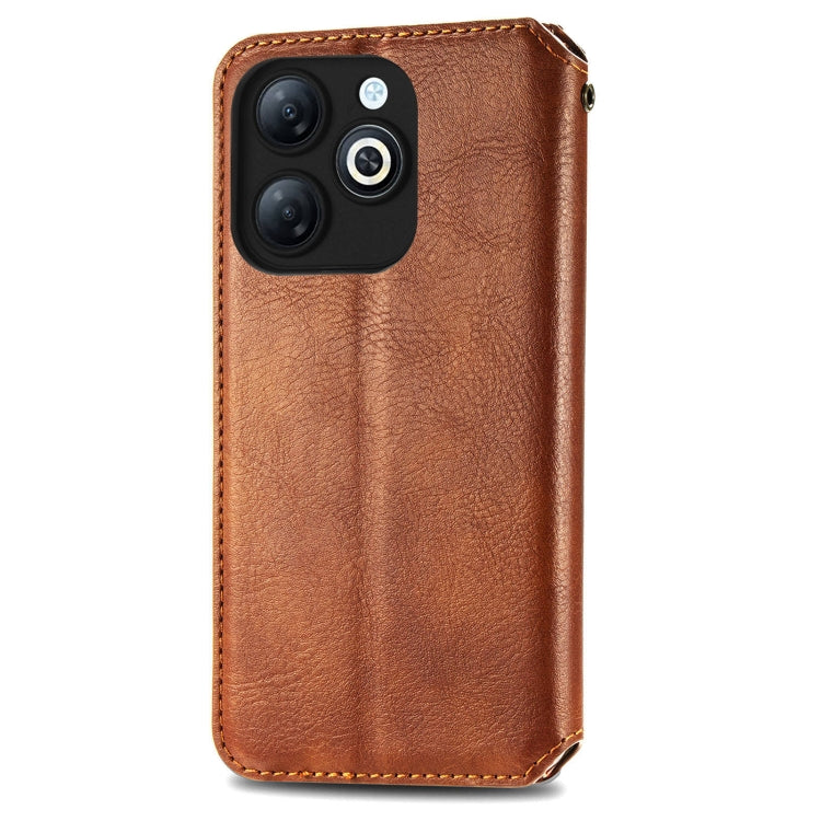 For Infinix Smart 8 Cubic Grid Pressed Magnetic Leather Phone Case