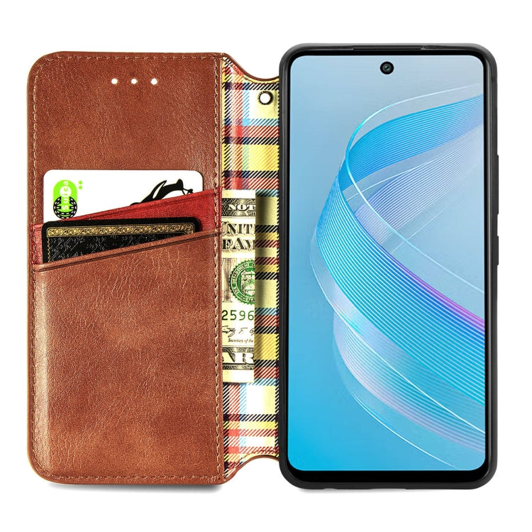 For Infinix Smart 8 Cubic Grid Pressed Magnetic Leather Phone Case