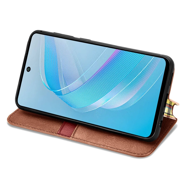 For Infinix Smart 8 Cubic Grid Pressed Magnetic Leather Phone Case