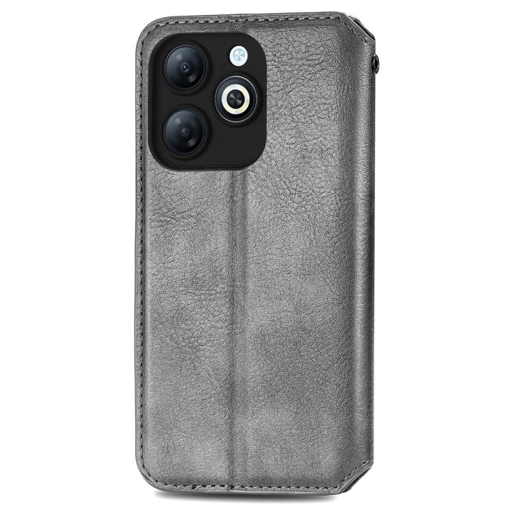 For Infinix Smart 8 Cubic Grid Pressed Magnetic Leather Phone Case