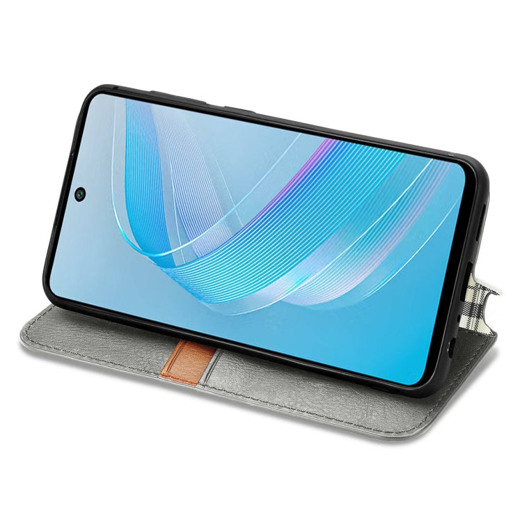 For Infinix Smart 8 Cubic Grid Pressed Magnetic Leather Phone Case