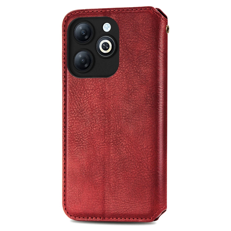 For Infinix Smart 8 Cubic Grid Pressed Magnetic Leather Phone Case