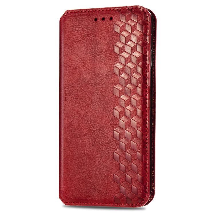 For Infinix Smart 8 Cubic Grid Pressed Magnetic Leather Phone Case