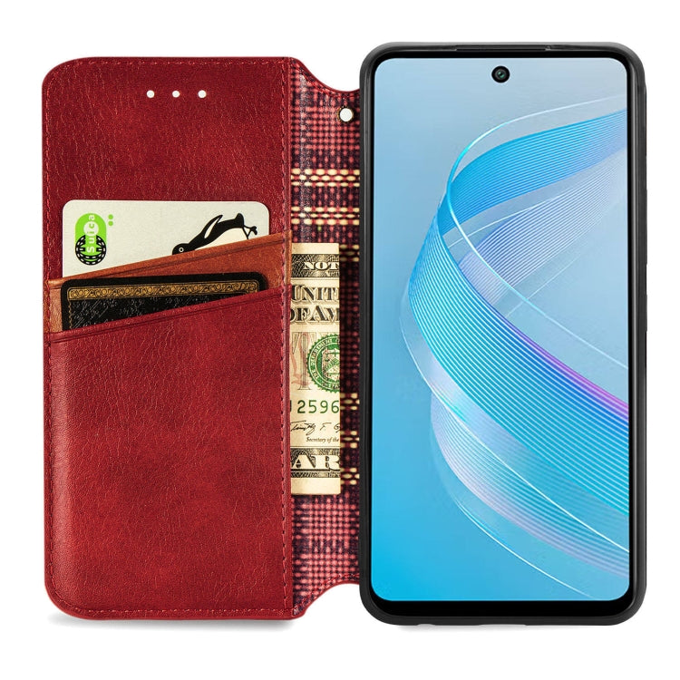 For Infinix Smart 8 Cubic Grid Pressed Magnetic Leather Phone Case
