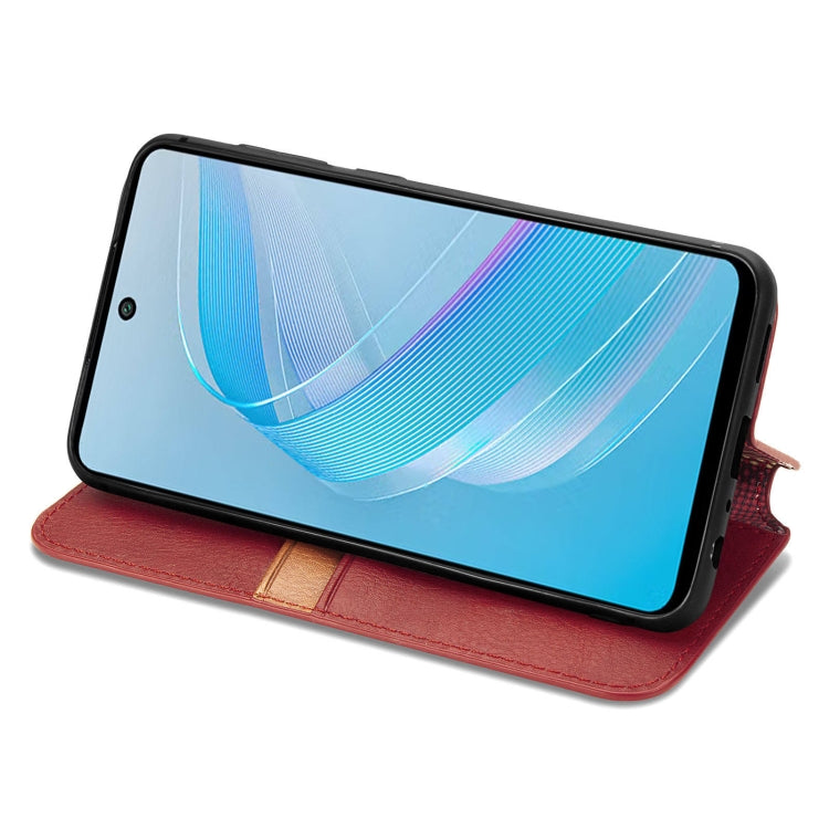 For Infinix Smart 8 Cubic Grid Pressed Magnetic Leather Phone Case