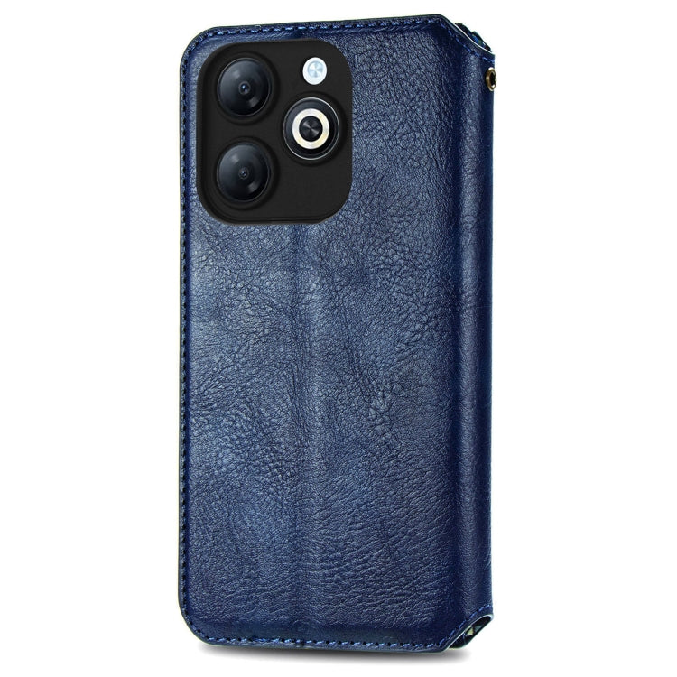 For Infinix Smart 8 Cubic Grid Pressed Magnetic Leather Phone Case