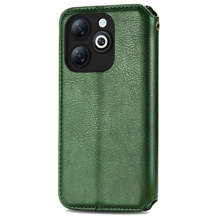 For Infinix Smart 8 Cubic Grid Pressed Magnetic Leather Phone Case