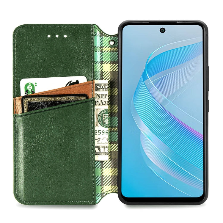 For Infinix Smart 8 Cubic Grid Pressed Magnetic Leather Phone Case