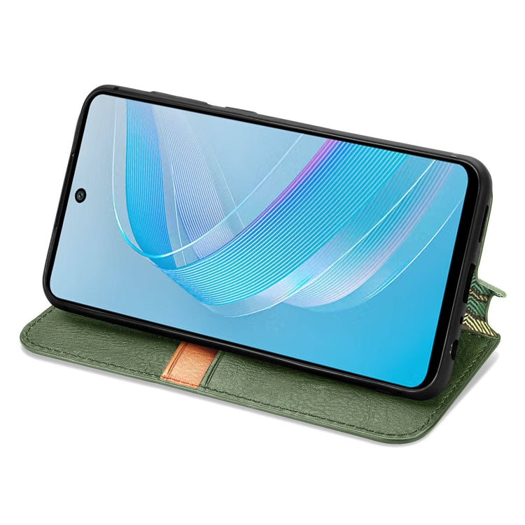 For Infinix Smart 8 Cubic Grid Pressed Magnetic Leather Phone Case