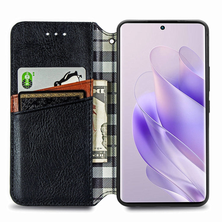For Infinix Zero 30 4G Cubic Grid Pressed Magnetic Leather Phone Case