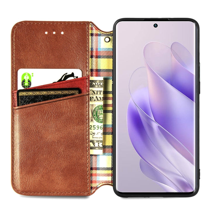 For Infinix Zero 30 5G Cubic Grid Pressed Magnetic Leather Phone Case