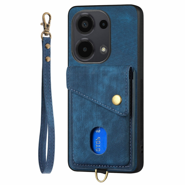 For Xiaomi Redmi Note 13 Pro 4G Retro Card Wallet Fold Leather Phone Case with Strap
