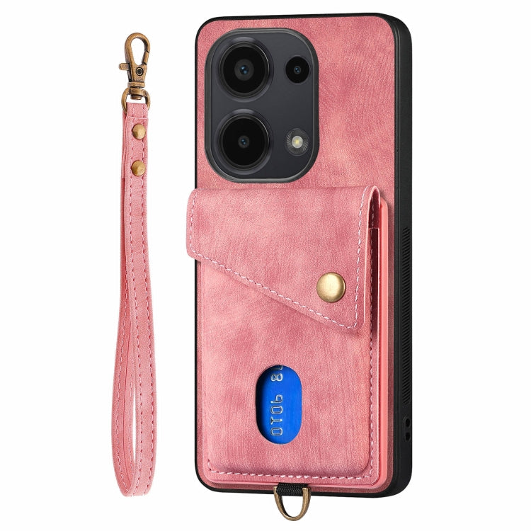 For Xiaomi Redmi Note 13 Pro 4G Retro Card Wallet Fold Leather Phone Case with Strap