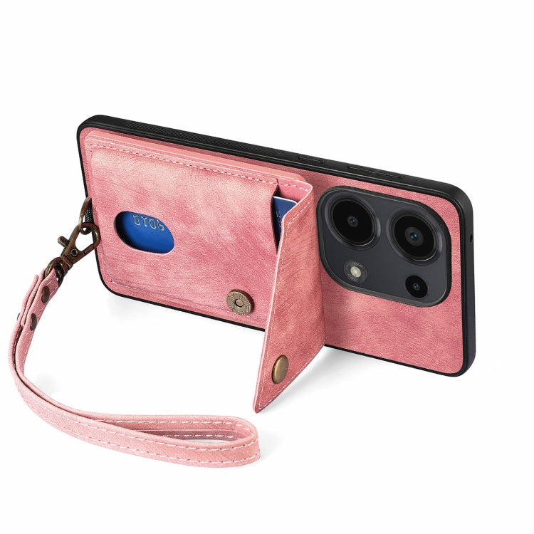 For Xiaomi Redmi Note 13 Pro 4G Retro Card Wallet Fold Leather Phone Case with Strap