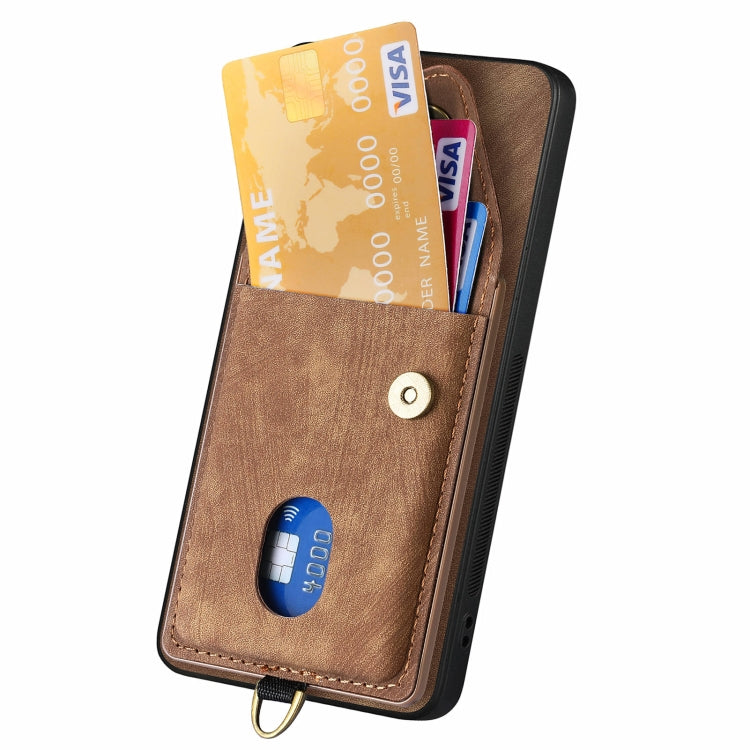 For Xiaomi Redmi Note 13 4G Retro Card Wallet Fold Leather Phone Case with Strap