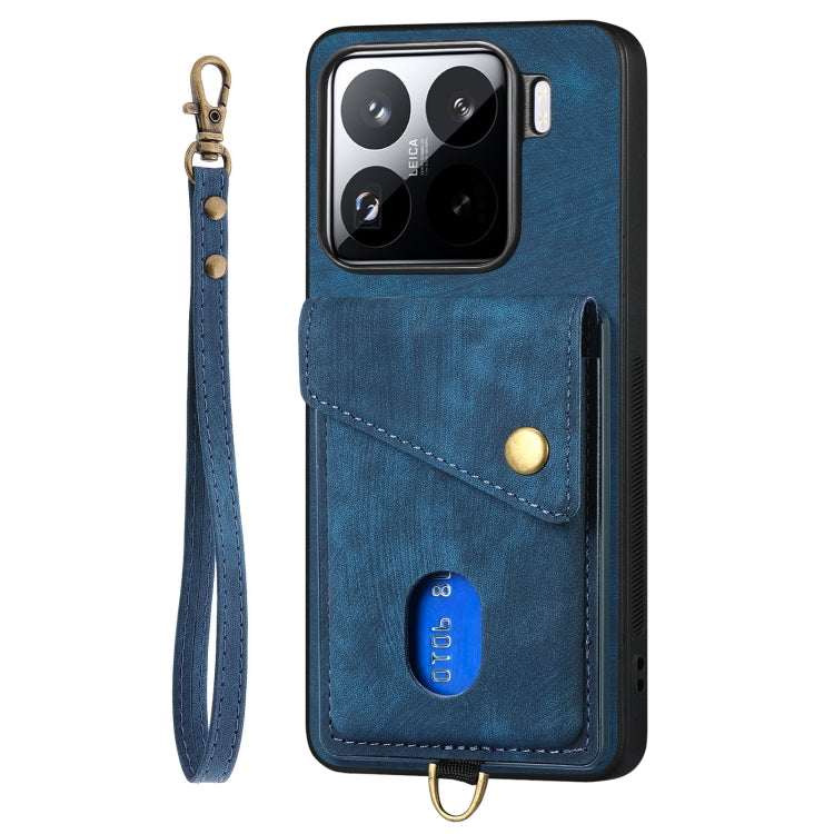 For Xiaomi 15 Retro Card Wallet Fold Leather Phone Case with Strap