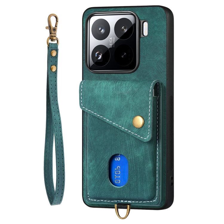 For Xiaomi 15 Retro Card Wallet Fold Leather Phone Case with Strap
